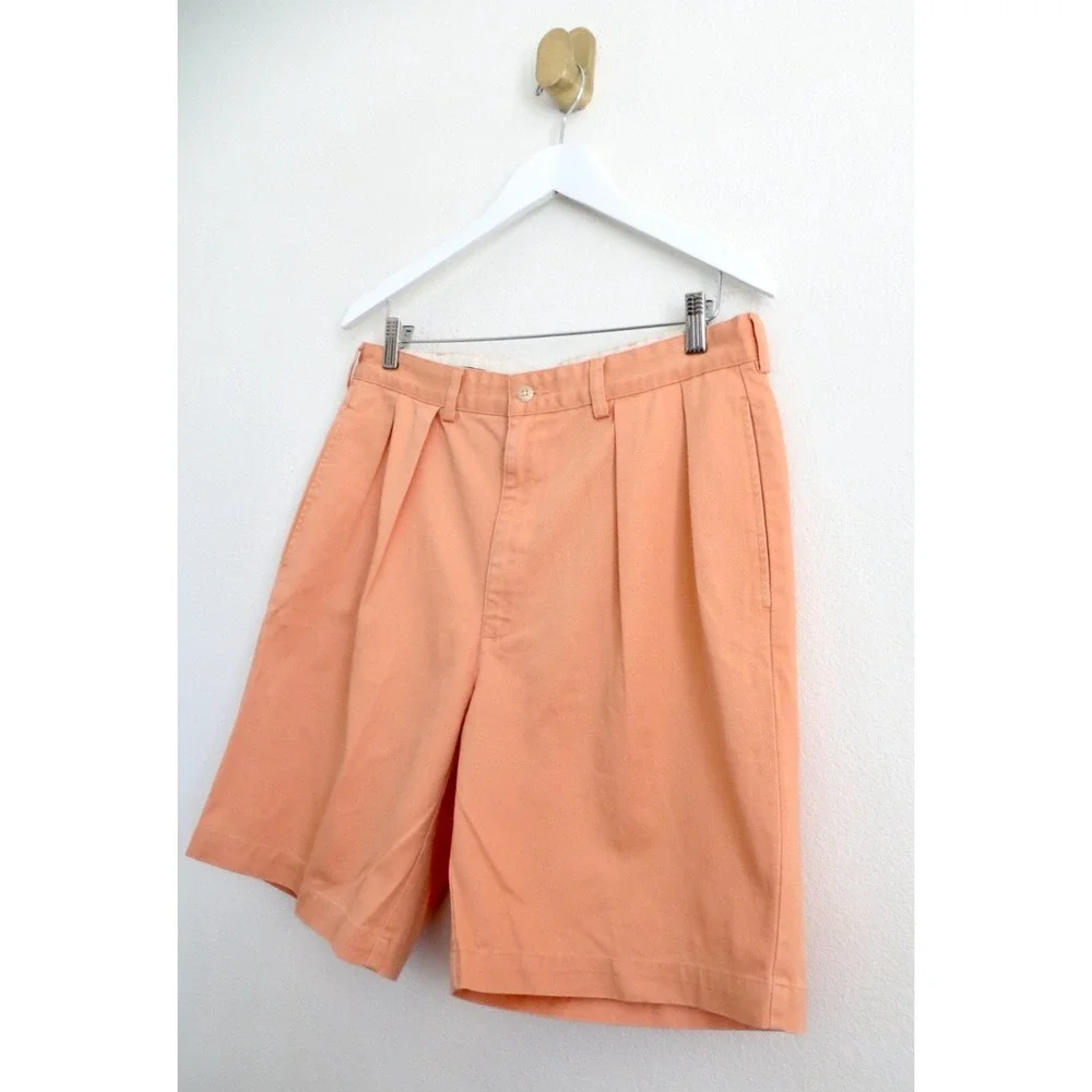 Vintage Polo Ralph Lauren Tyler Short 90s Pleated Classic Chino Salmon Orange 34